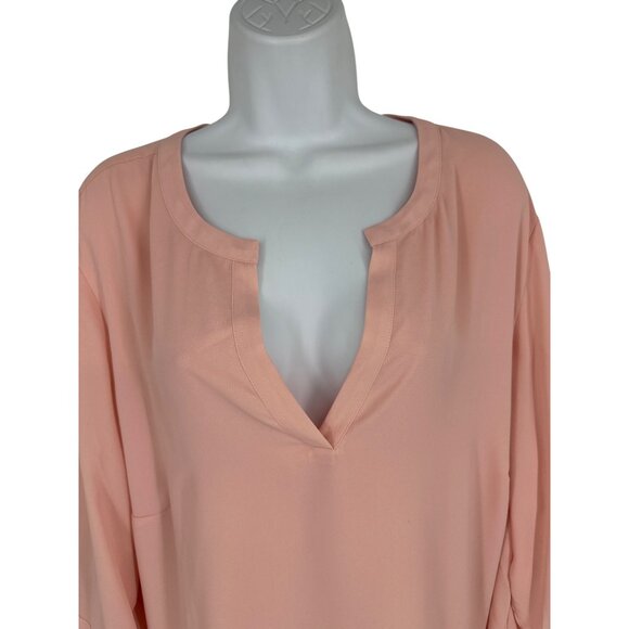 J. Jill Roll Tab Sleeve V-Neck Asymmetrical Hem Blouse Sz 2X - Picture 3 of 12